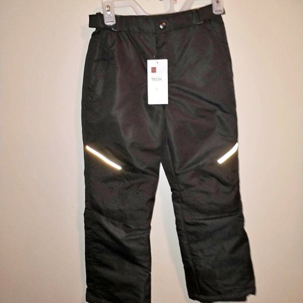nwt boy/girl snow pants, black, size 7/8, brand - swisstech